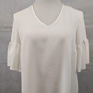 Catherine Malandrino White Ruffle Sleeved Blouse